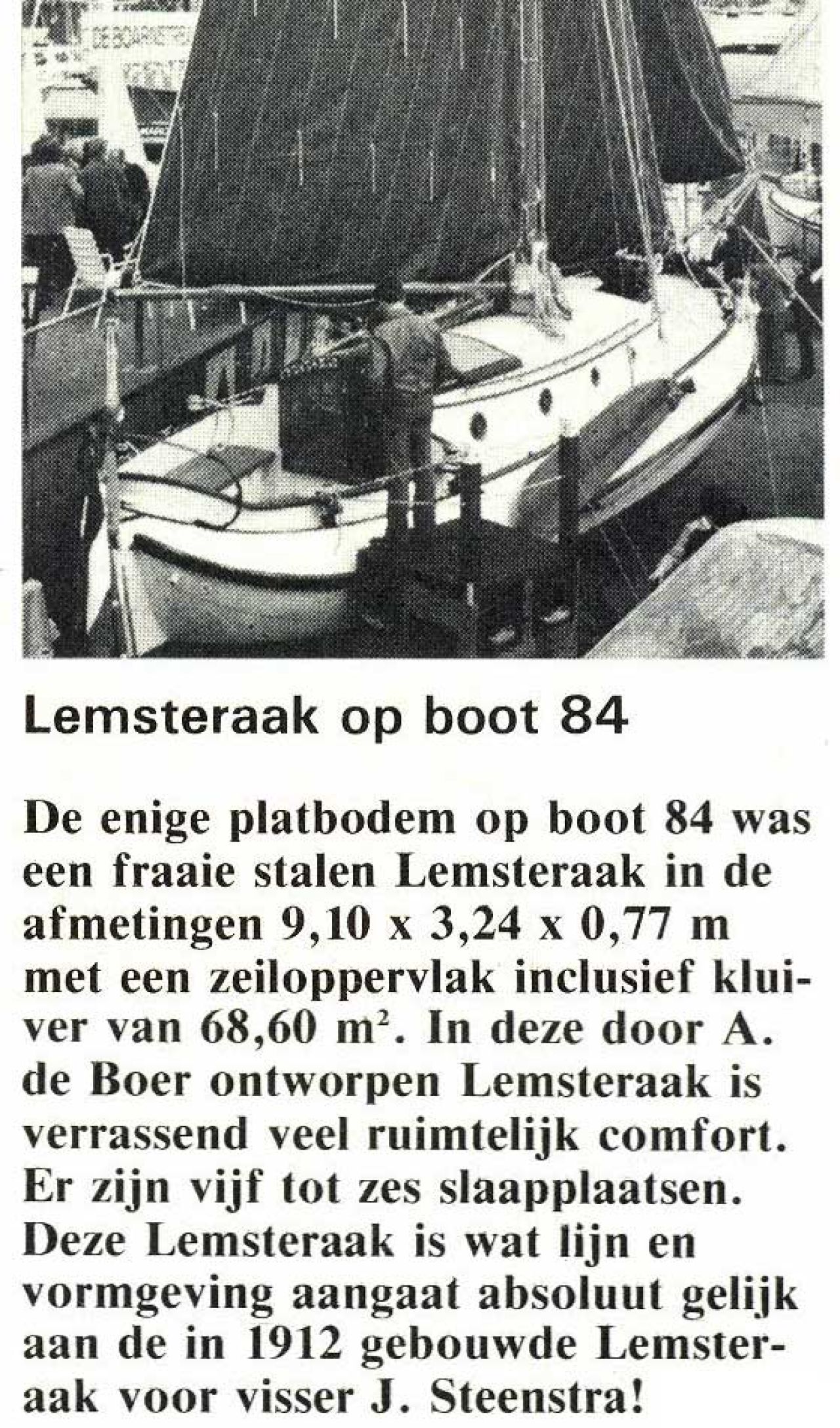 Tijdschrift "Watersport" in 1984: Lemsteraak van Van Rijnsoever op de beurs