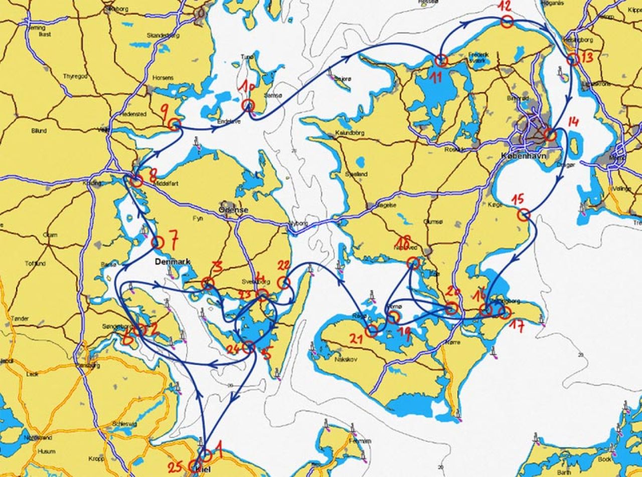 De routes in de Oostzee
