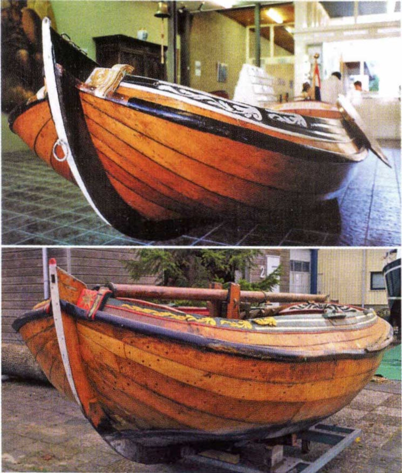 boven: Boeierke Jannetje (1921, Auke van der Zee, Fries Scheepvaart Museum, plaq 530) onder: Het Friese jacht Aeolus (GtC, 2016, plaq 1445)