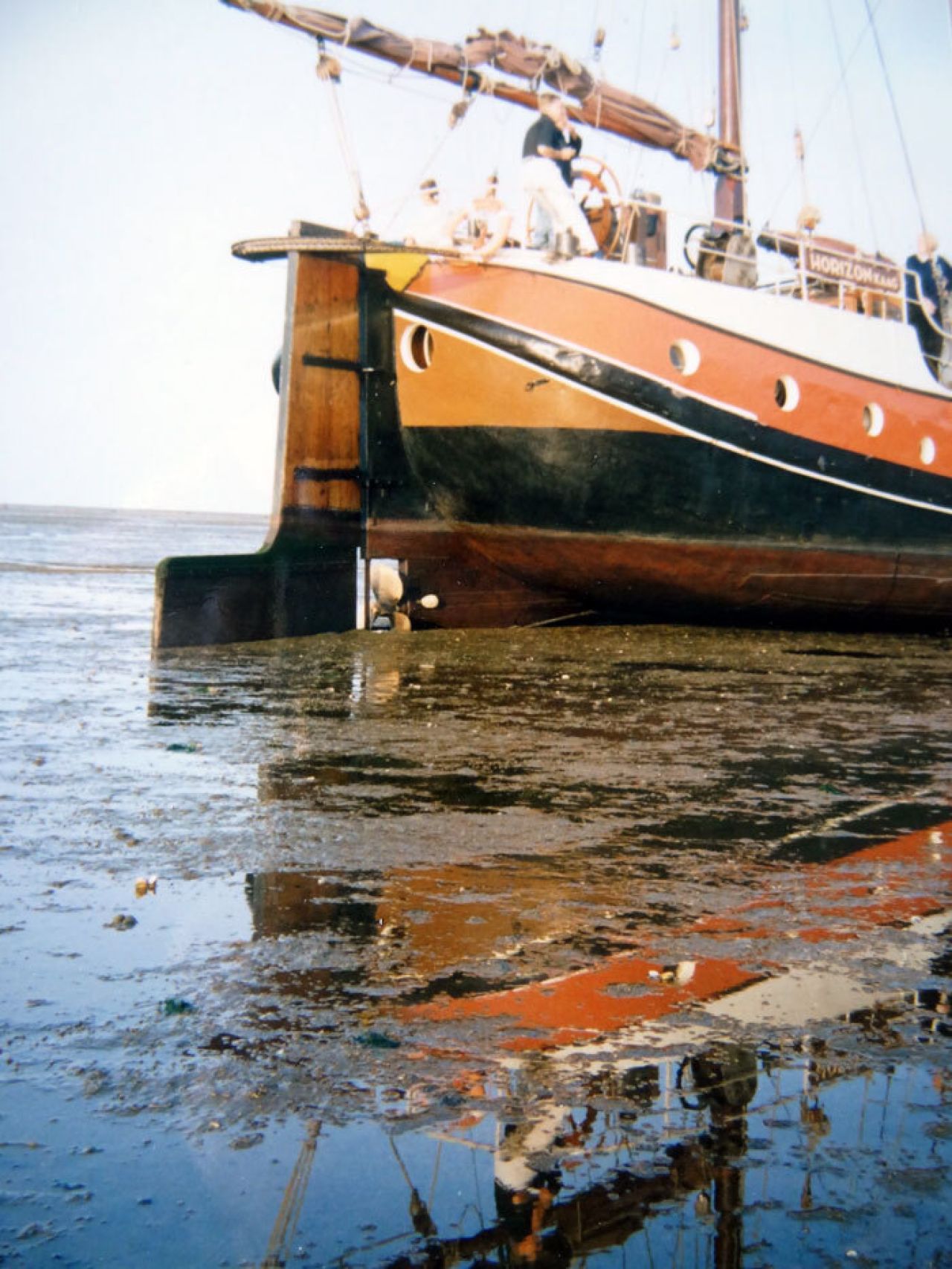 Mooie spiegeling van het achterschip