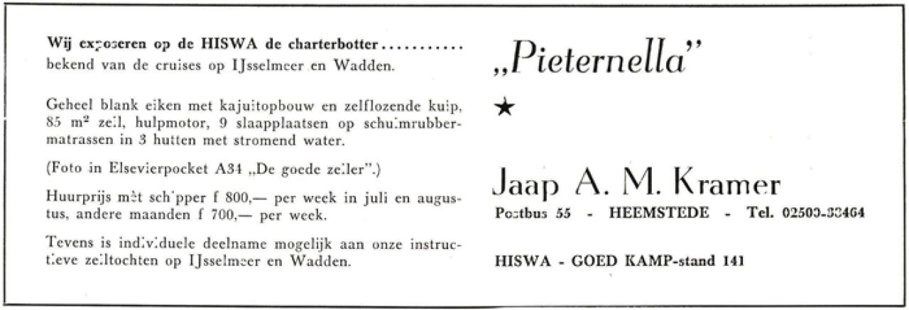 Advertentie in Watersporttijdschrift "De Golfslag"