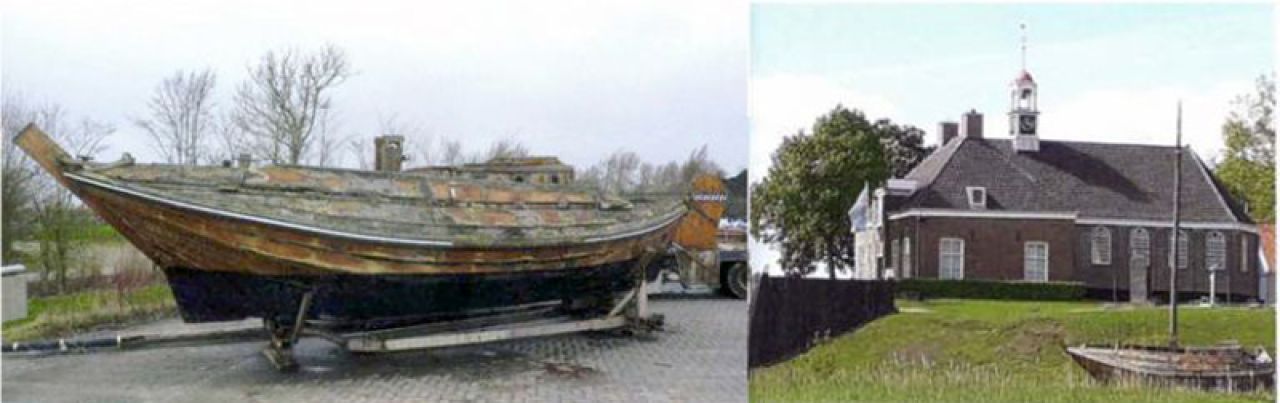 Schokker 'Beatrijs' aangespoeld op Schokland (plaq 400)