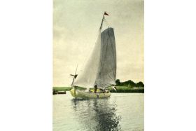 Ingekleurde kaart van de boeier 'Pleuntje' - plaquette 45 (Collectie GtC)
