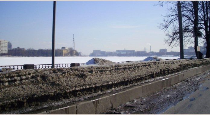 The River Neva is still solidly frozen